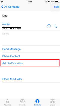 Add Contacts to Favorite