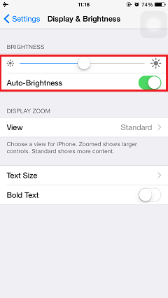 Ajust iPhone Screen Brightness