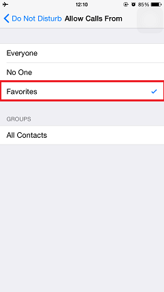 Allow Calls from Favorite