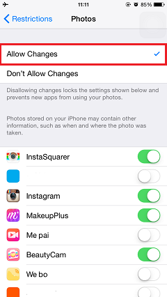 Restrict Apps Access to Pictures on iPhone