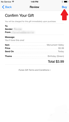 Confirm to Send Apps as Gifts on iPhone 6s