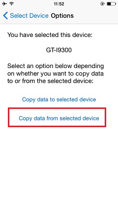 Copy Data from Selected Device