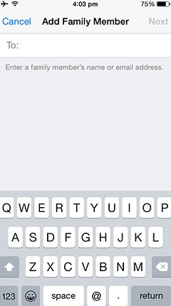 Type in Family Member Names or Email Address