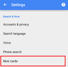 Google App Now Cards