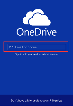 Login OneDrive App