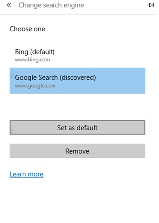 Set Google as Microsoft Edge Search Engine