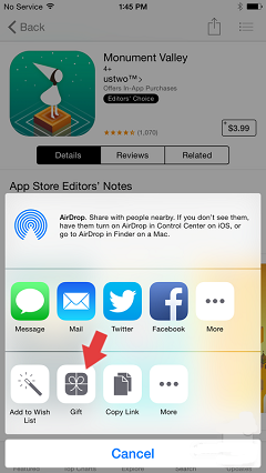 Send Apps Gifts on iPhone 6s