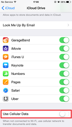 Stop Using Cellular Data to Transfer Documents to iCloud