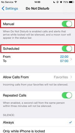 Switch on Do Not Disturb on iPhone