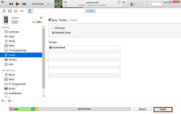 Sync iPhone with iTunes Ringtone