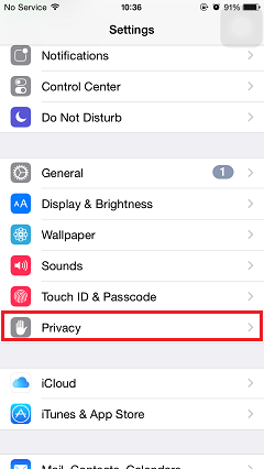 Tap Privacy Option