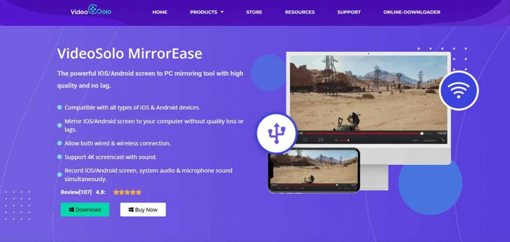 VideoSolo MirrorEase HomePage
